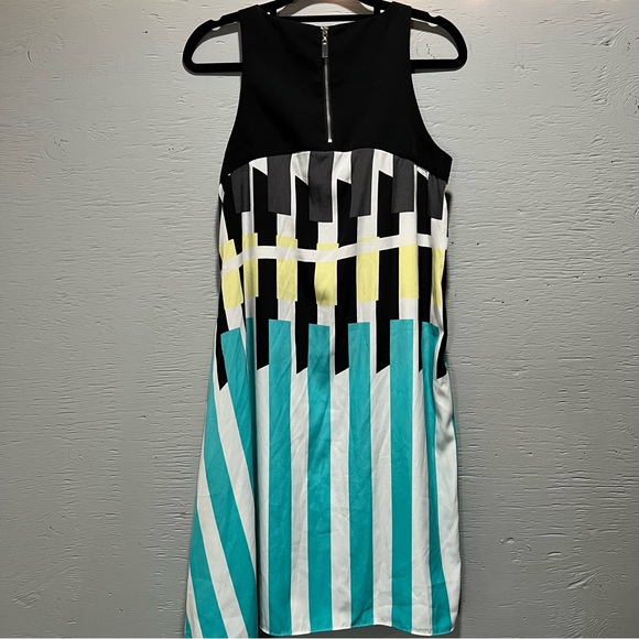 Alfani watercolor drape asymmetrical hem high neck zip closure midi dress - Picture 11 of 11